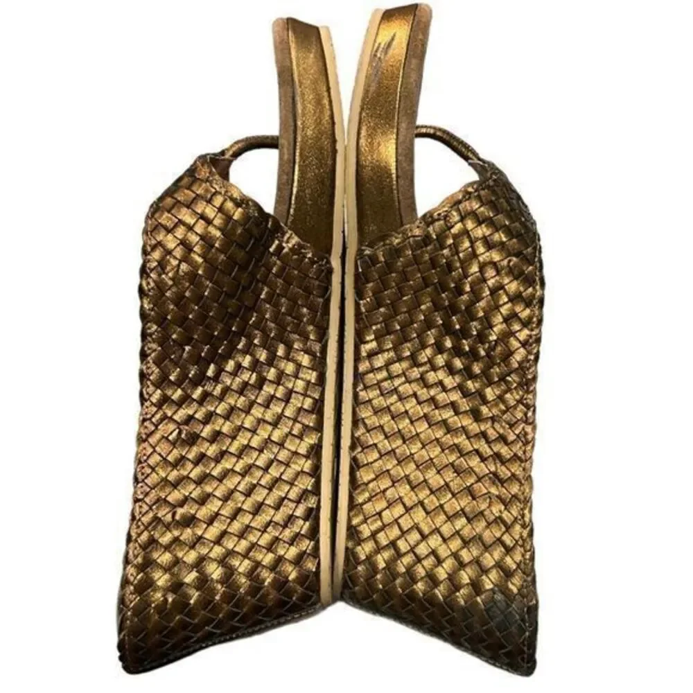 Donald J Pliner Women's‎ Gilles Wedge Sandals Gold/Brown Size 8M